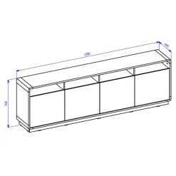 Credenza 238x75h cm 4 ante 4 vani a giorno moderna  nero opaco rovere Esmond