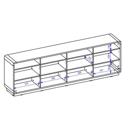 Credenza 238x75h cm 4 ante 4 vani a giorno moderna  nero opaco rovere Esmond