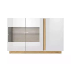Credenza 138x91h cm 3 ante con vetrina moderna bianco rovere Noa Gihome®