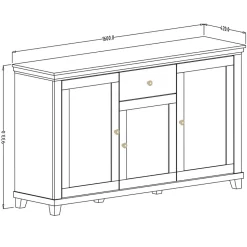 Credenza 160x93h cm 3 ante moderna bianco frassinato rovere Texel