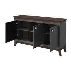 Credenza 160x92h cm 3 ante moderna antracite lucido rovere scuro Umag