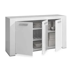Credenza 144x80h cm 3 ante moderna soggiorno bianco opaco Creta