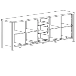 Credenza 220x79h cm 4 ante moderna rovere scuro nero Nebraska