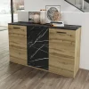 Credenza 138x76h cm 3 ante moderna rovere grigio effetto marmo Rabat