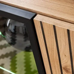 Credenza 90x102h cm 2 ante moderna noce con stampa nera Mendes