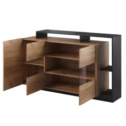 Credenza 155x94h cm con vetrinetta moderna rovere antracite Blob