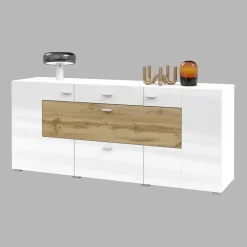 Credenza 165x71h cm moderna bianco rovere Maserati