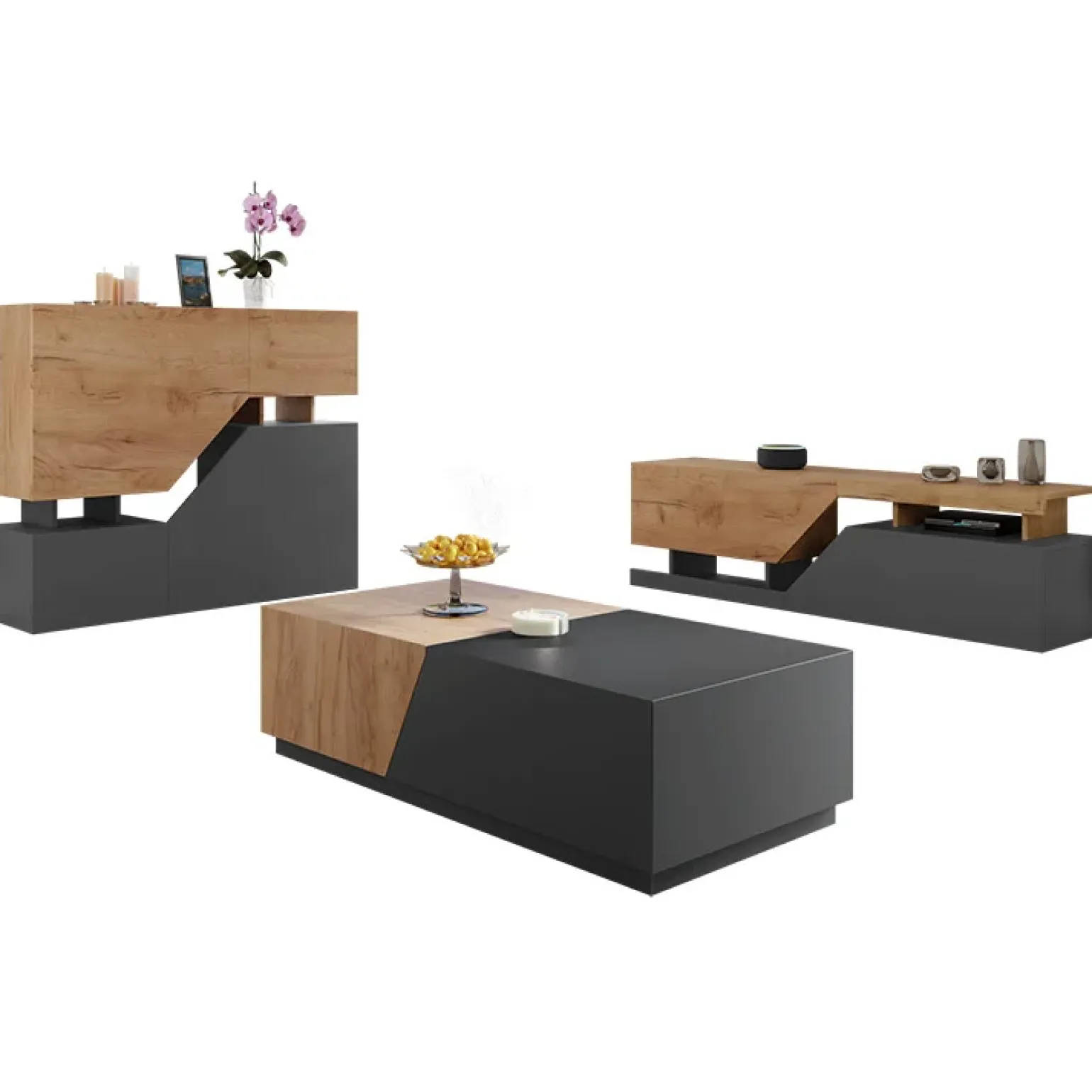 Credenza 120x100h cm moderna design rovere antracite Modesta