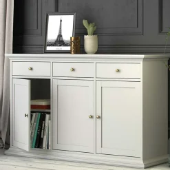Credenza 143x92h cm shabby bianco opaco Avignon Gihome®