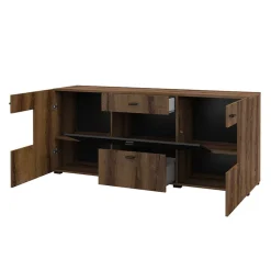 Credenza 165x71h moderna cm rovere scuro nero Maserati