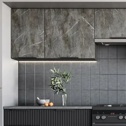 Cucina 240cm completa componibile moderna marmo nero grigio Yangon
