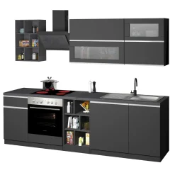 Cucina 255cm componibile lineare moderna antracite grigio pietra Gourmet Prestige