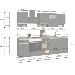 Cucina 255cm componibile lineare moderna bianco grigio pietra Gourmet Pure