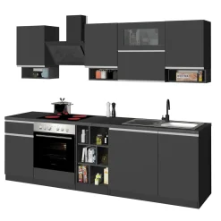 Cucina 255cm componibile lineare moderna antracite grigio pietra Gourmet Pure