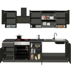 Cucina 255cm componibile lineare moderna antracite grigio pietra Gourmet Pure