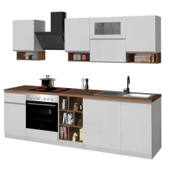 Cucina 255cm componibile lineare moderna bianco rovere Gourmet Pure