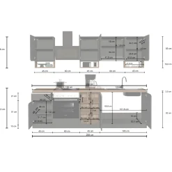 Cucina 255cm componibile lineare moderna bianco rovere Gourmet Elegance