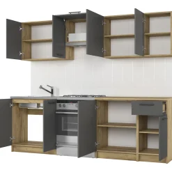Cucina 240cm moderna componibile standard antracite rovere Urban