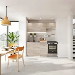 Cucina 180cm moderna lineare componibile rovere sonoma Dalia