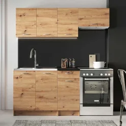 Cucina 180cm moderna lineare soggiorno quercia Dalia
