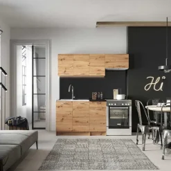 Cucina 180cm moderna lineare soggiorno quercia Dalia