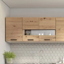 Cucina 240cm moderna lineare grigio rovere Erika