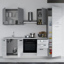 Cucina 255cm reversibile lineare bianco frassinato grigio MasterChef