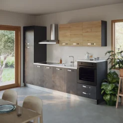 Cucina 300cm reversibile moderna lineare rovere antracite ChefStyle
