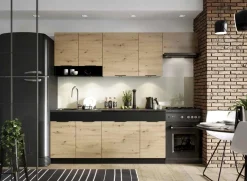 Cucina moderna componibile 240cm quercia nero Terry