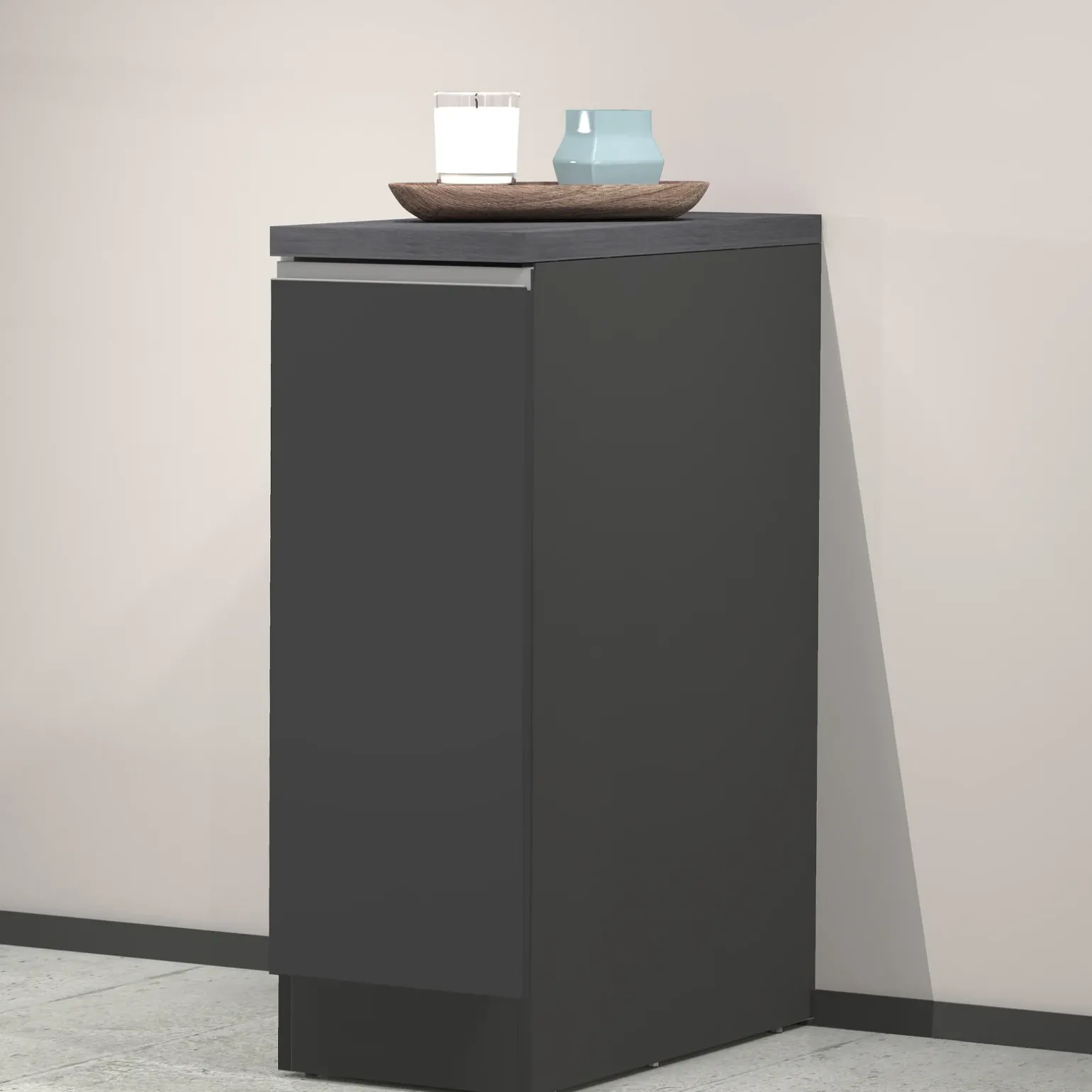 Dispensa cucina bassa 30x85h cm scorrevole antracite grigio pietra Gourmet