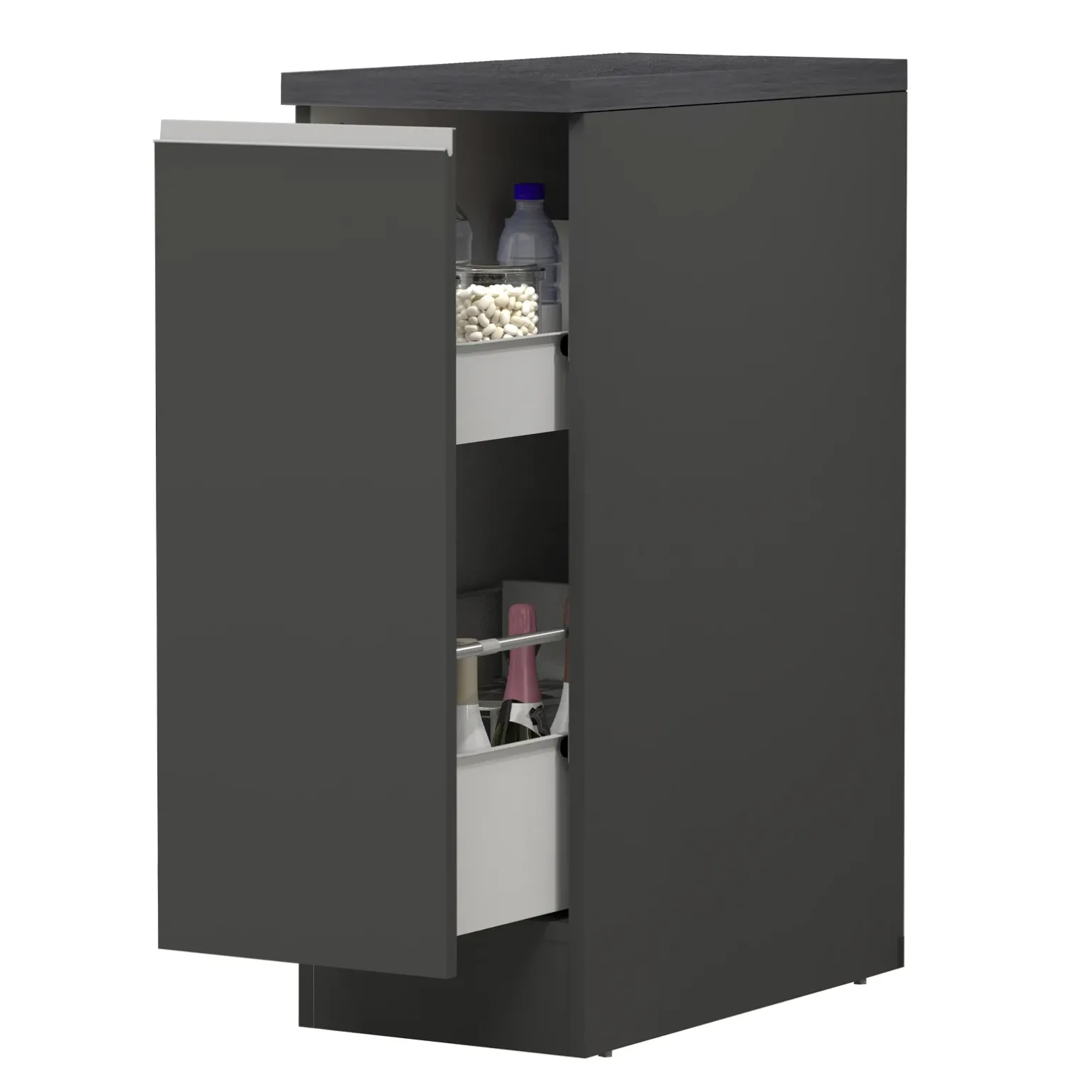 Dispensa cucina bassa 30x85h cm scorrevole antracite grigio pietra Gourmet