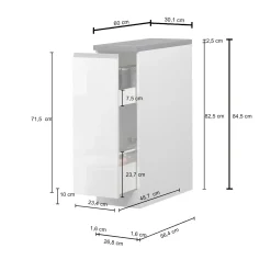 Dispensa cucina bassa 30x85h cm scorrevole bianco grigio pietra Gourmet