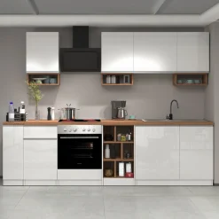 Dispensa cucina bassa 30x85h cm scorrevole bianco rovere Gourmet