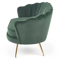 Divanetto 2 posti imbottito 131x77cm in velluto verde gambe oro Gabriella