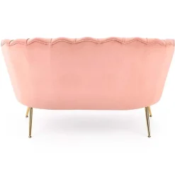 Divanetto 131x77cm 2 posti imbottito in velluto rosa antico gambe in oro Gabriella