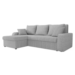 Divano angolare letto 238x147cm 3 posti velluto a coste grigio Flow