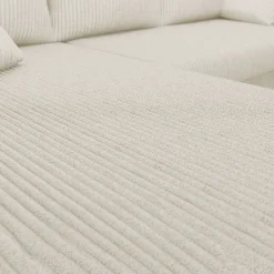 Divano angolare letto 238x147cm 3 posti velluto a coste beige Flow