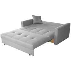 Divano letto 3 posti 153cm imbottito in tessuto grigio Isidore