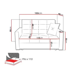 Divano letto 2 posti 133cm imbottito in tessuto grigio Isidore