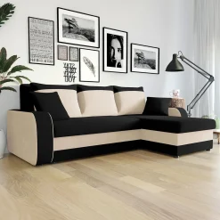 Divano letto 3 posti moderno 238cm nero écru Flow