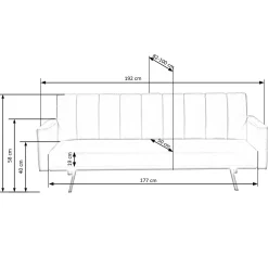 Divano letto 3 posti 192x82 cm velluto grigio scuro Nespolo