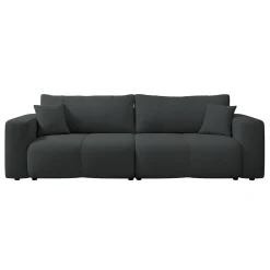 Divano letto 3 posti 248x90cm con contenitore in tessuto velo nero Floty