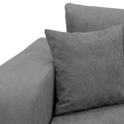 Divano letto 3 posti 248x90cm con contenitore in tessuto velo grigio scuro Floty