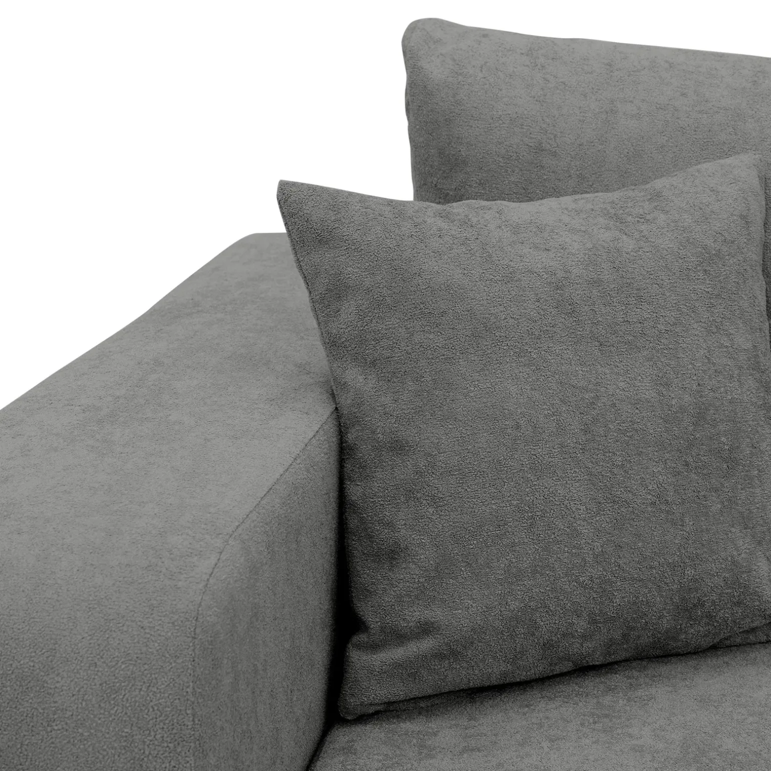 Divano letto 3 posti 248x90cm con contenitore in tessuto velo grigio scuro Floty