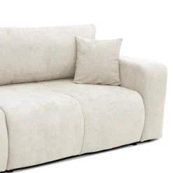 Divano letto 3 posti 248x90cm con contenitore in tessuto velo bianco Floty
