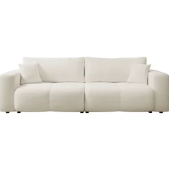 Divano letto 3 posti 248x90cm con contenitore in tessuto velo bianco Floty