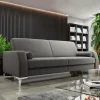 Divano letto 3 posti 225x87cm con box contenitore tessuto grigio Coty