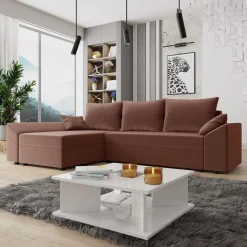 Divano letto 3 posti 240x145cm matrimoniale angolare rosa Appia