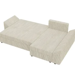Divano letto 3 posti 240x145cm matrimoniale angolare velluto a coste beige Appia
