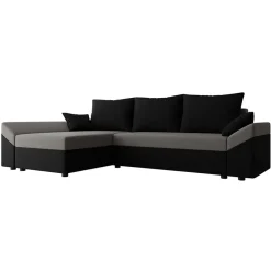 Divano letto 3 posti 240x145cm matrimoniale angolare nero grigio Appia